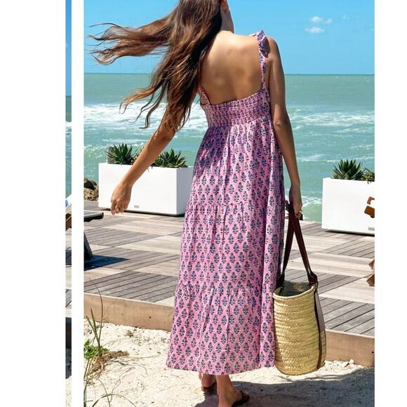 Emerson Fry India Collection Sara Tier Dress Day Flowers Aurora Pink Size Large - Picture 10 of 16